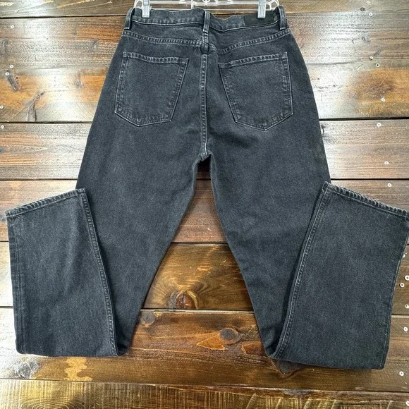 Goldsign‎ High Rise Straight Button Fly Jeans Tag 29" True 32" Black Orig $375 - Picture 7 of 15